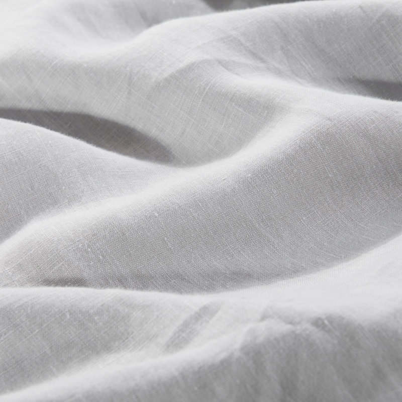 Gray Full/Queen Stone Washed Linen Ruffled Duvet Cover Set