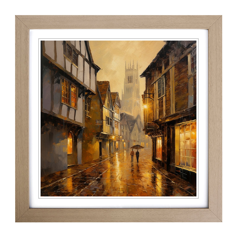 City Of Canterbury Impressionism - Single Picture Frame Print on Wood, Oak