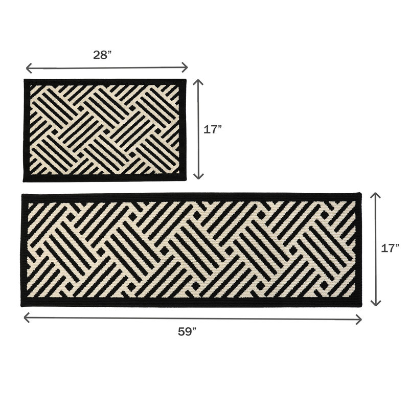 Donrico 2 - Piece Anti-Fatigue Non-Skid Kitchen Mat Set, Runner 43.2cm x 71.1cm + Runner 43.2cm x 149.9cm