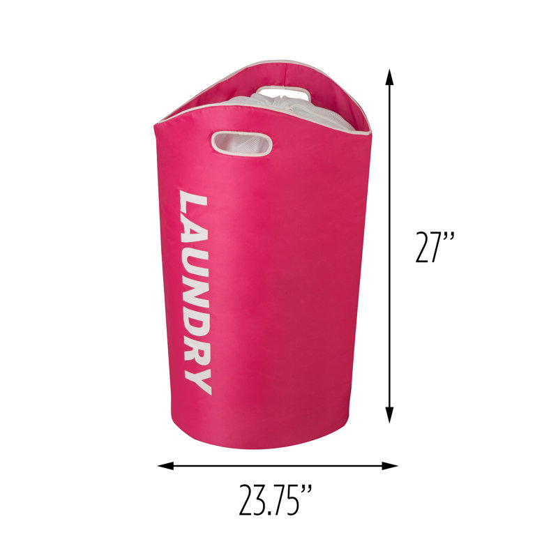 Fabric Laundry Hamper with Handles, Pink