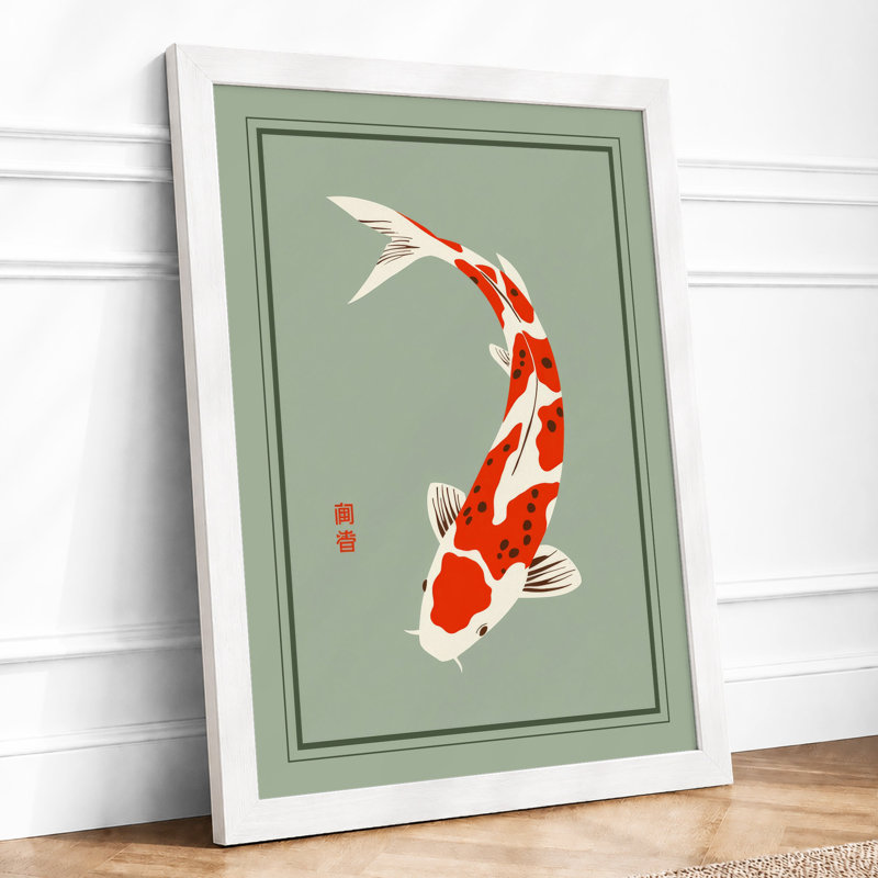 Arching Koi Japandi - Framed Print, A4 - 29.7 x 21.0 cm, White