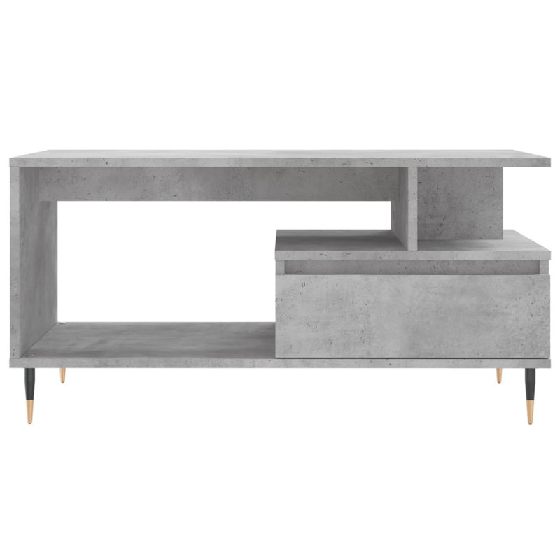 Michellene Four Leg Coffee Table with Storage, Concrete Grey