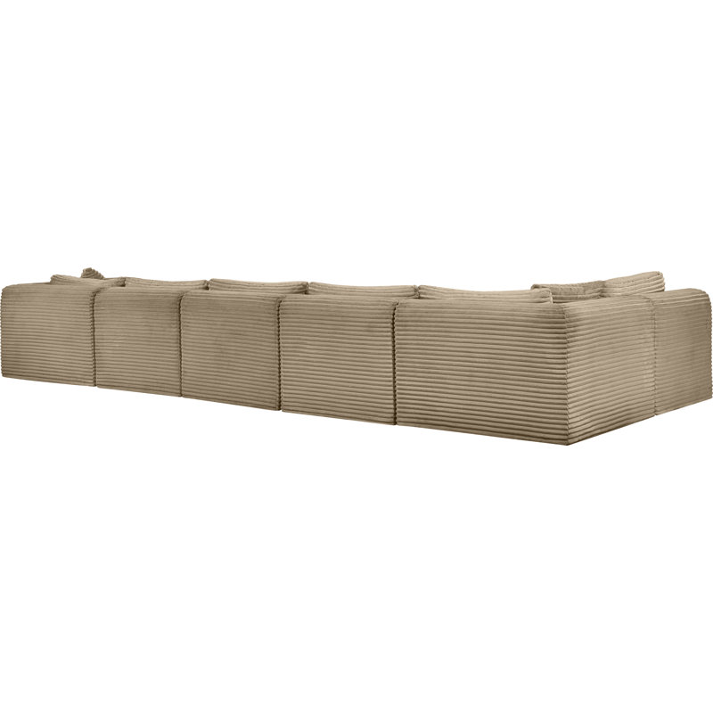 Canapé modulaire en L Carmean Performance, Velours côtelé texturé taupe, 4 sans accoudoirs, 2 en coin