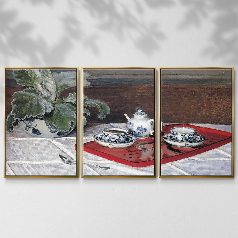 The Tea Service, 1872, reproduction sur toile 3 pièces, Or