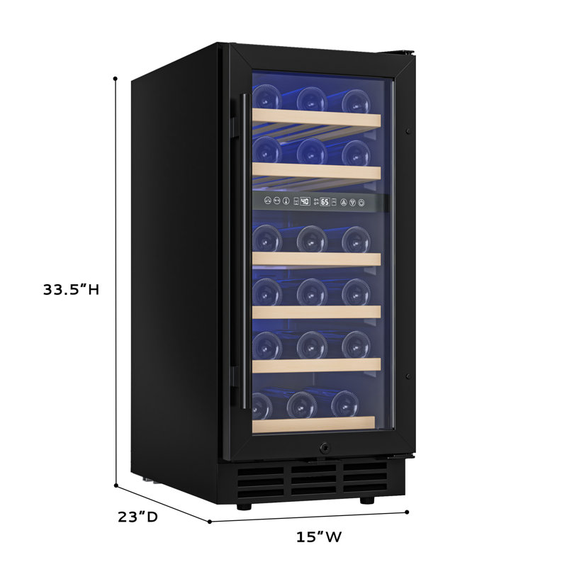 Euhomy 15 Inch Wine Fridge, Dual Zone Wine Chiller With Digital Temperature Control, Wine Cooler Upgraded Compressor Fits Low Noise, Wine Storage With Double-Layer Glass Door, 30 Bottles