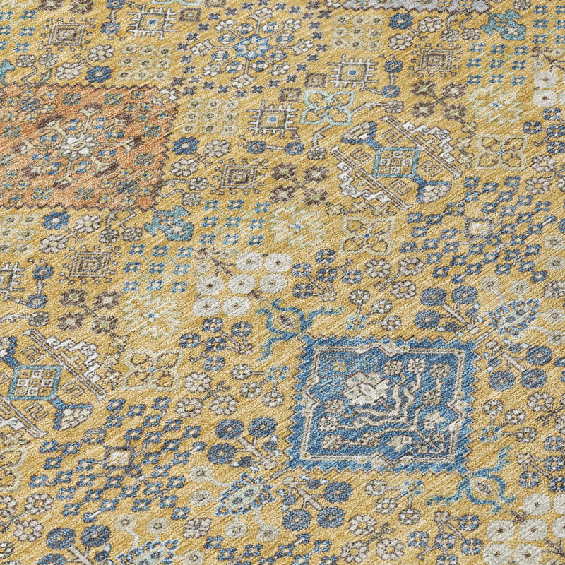 Machine Washable Indoor/Outdoor Chantille ACN2440 Traditional Rug, Gold, 8' x 10'