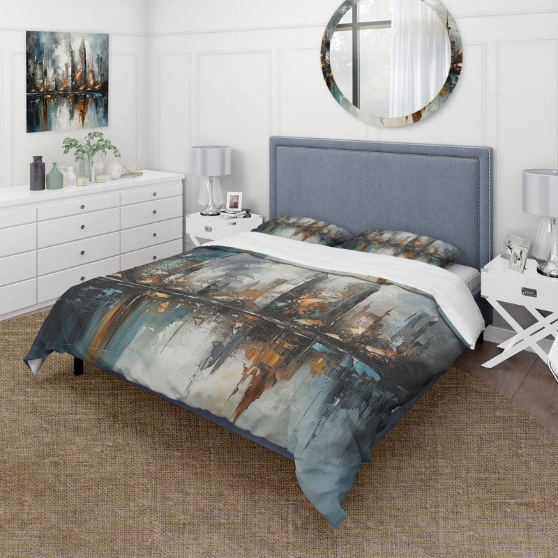 Ensemble de housse de couette en microfibre / polyester Abstract City Skyline4 Bedding