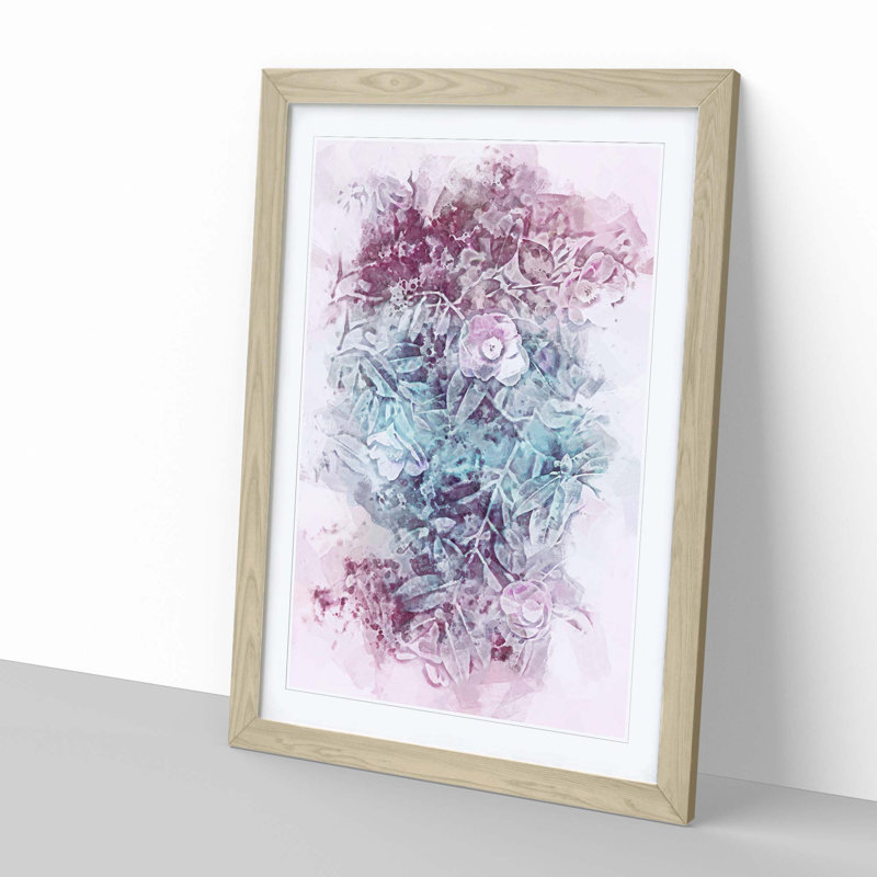 Pretty Flowers Abstract Art - Framed Print, Oak, 76cm H x 50cm W x 2cm D