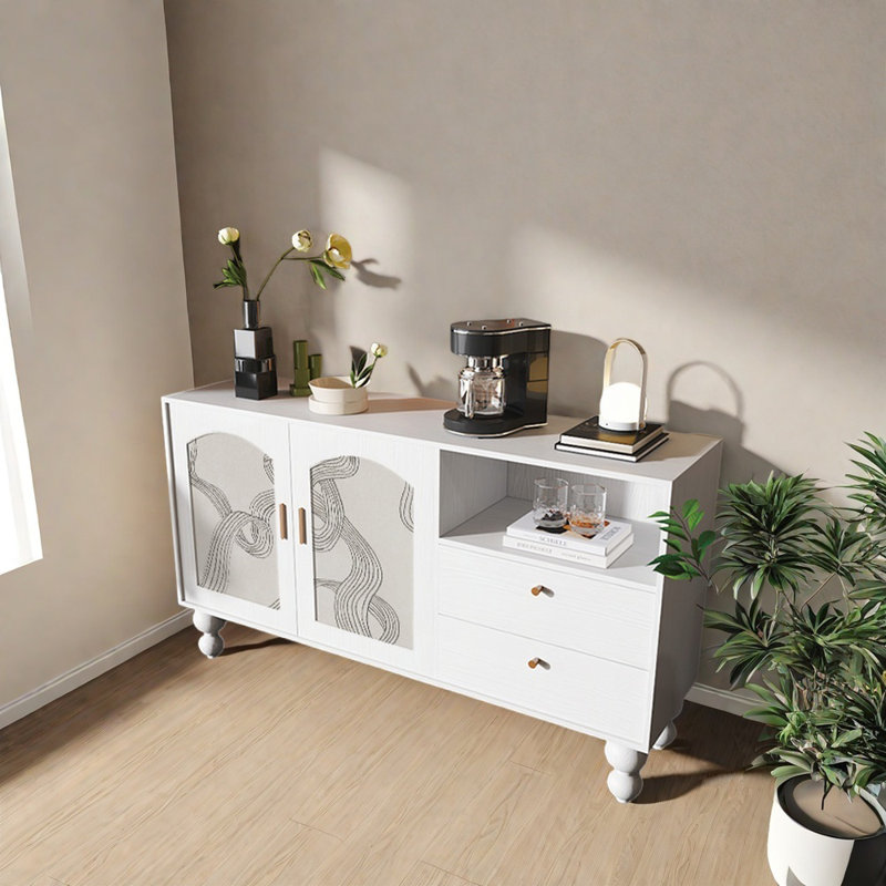 59.1in Multi-functional  Sideboard Buffet, White