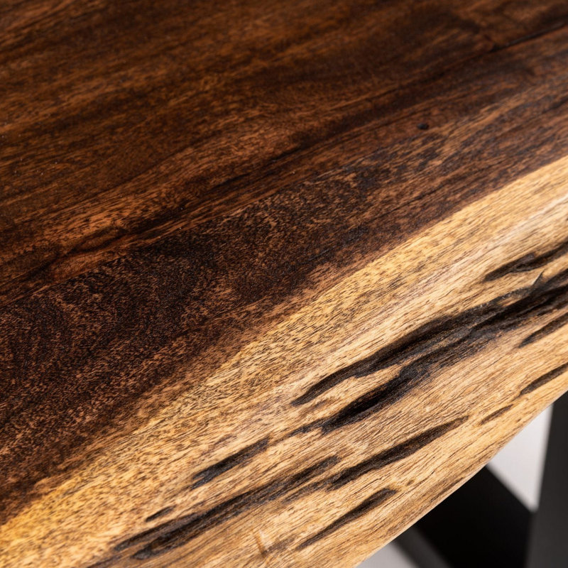 Table de salle à manger de 102 po en bois massif brun et noir