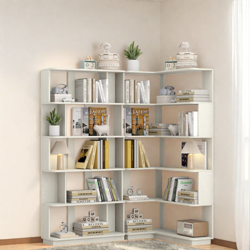 Ensemble de bibliothèques de coin peu encombrantes, design moderne en MDF pour la maison