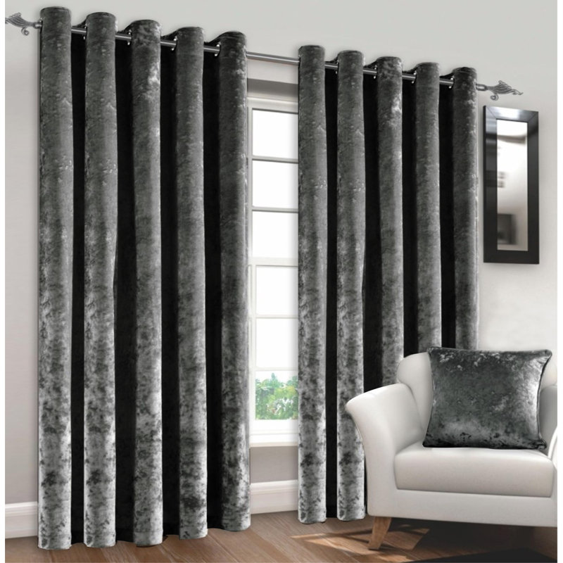 Shapiro Velvet Room Darkening Curtain, 168 W x 137 D cm, Black