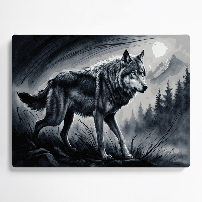 Faune loup gris, art mural en métal