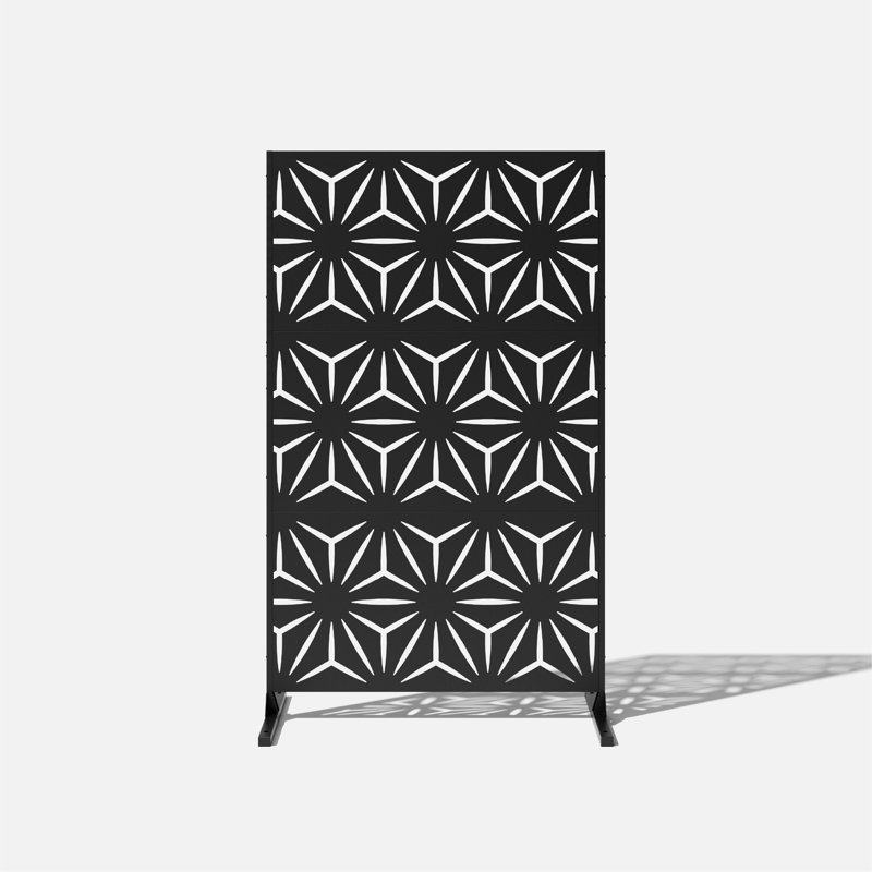 Star Pattern Black Steel Outdoor Privacy Screen