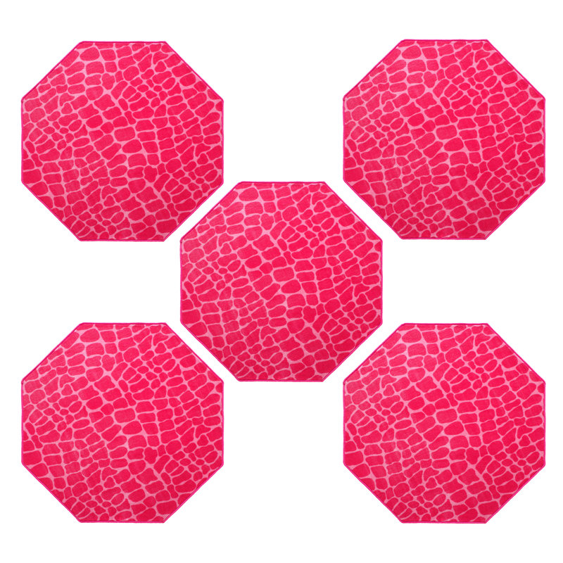 Tapis rose en nylon touffeté à la machine Gillermina, Octogone 3 pi