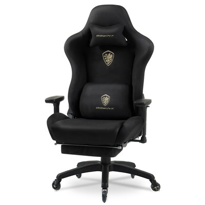 Breathable Suede Fabric Gaming Chair, Big and Tall Ergonomic Game Chair with Adjustable Massage Lumbar Support,3D Armrests,Retractable Footrest and Sm by Ivy Bronx