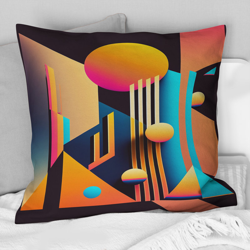Graphic Retro Compositions III - Coussin décoratif à imprimé géométrique abstrait