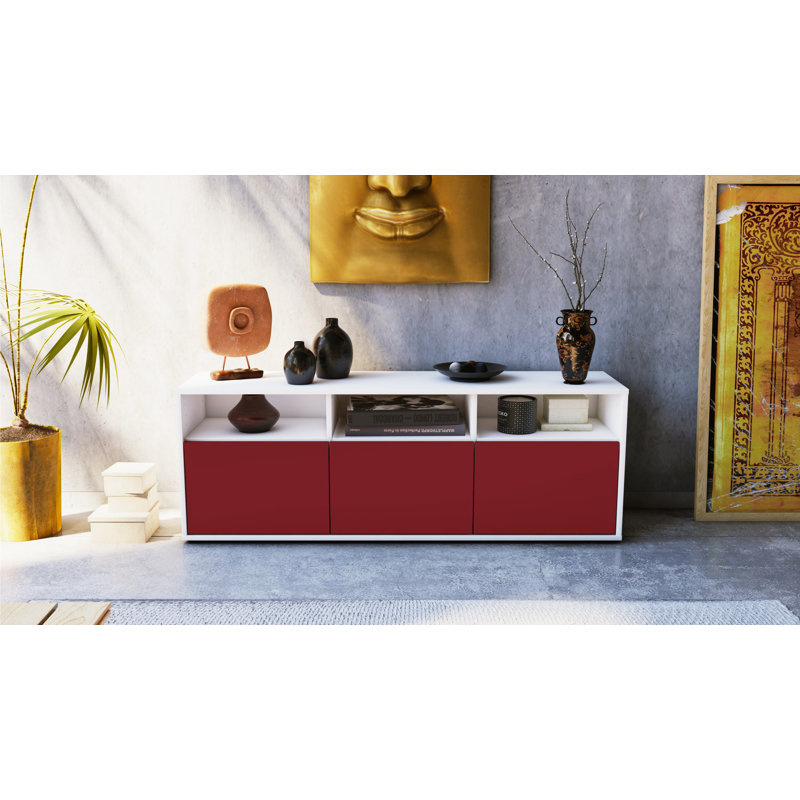 Wylie Unfinished TV Stand, Red / Matte White
