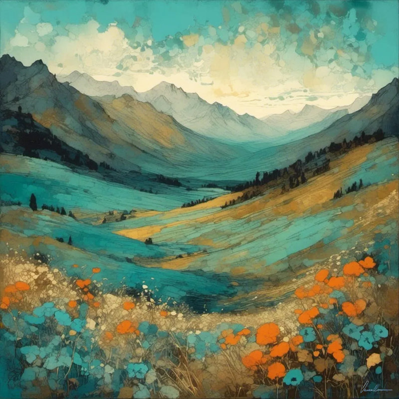 Art mural sur toile tendue Mountain Valley in Bloom, H 30 po x l 30 po x P 1,5 po