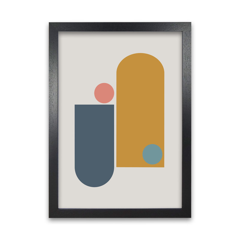 Mid Century Modern On Grey D - Print, Black Frame, 30cm H x 21cm W x 3cm D