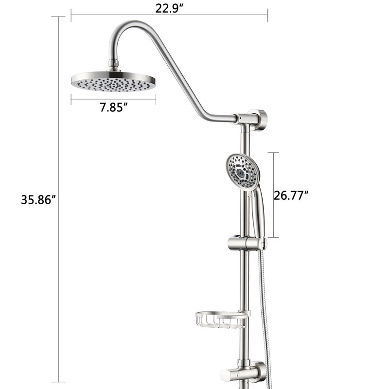 Wall Mounted Shower System With 8" Rain Head And Handheld - Finish Material