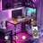 Brown Computer Desk With Power Outlet & Storage