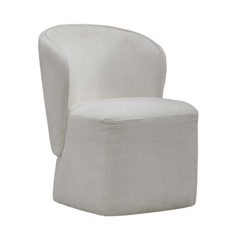 Faouzi Accent Dining Chair W/ Casters, Ivory Polyester