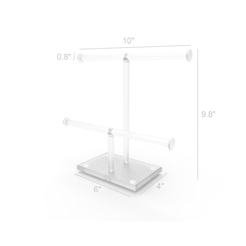 Présentoir à bijoux en forme de T 10 po x l 9,8 po x P 4 po