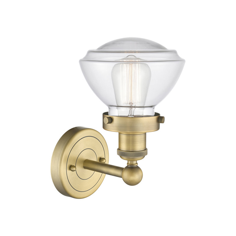 Almarosa Steel Armed Sconce, Clear, Brushed Brass