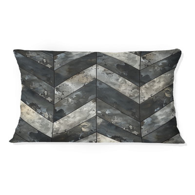 Grey Black Chevron Magic V - Transitional Lumbar Pillow