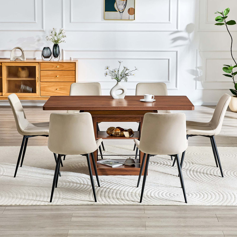 Ensemble de table de salle à manger extensible avec chaises télescopiques et sièges confortables