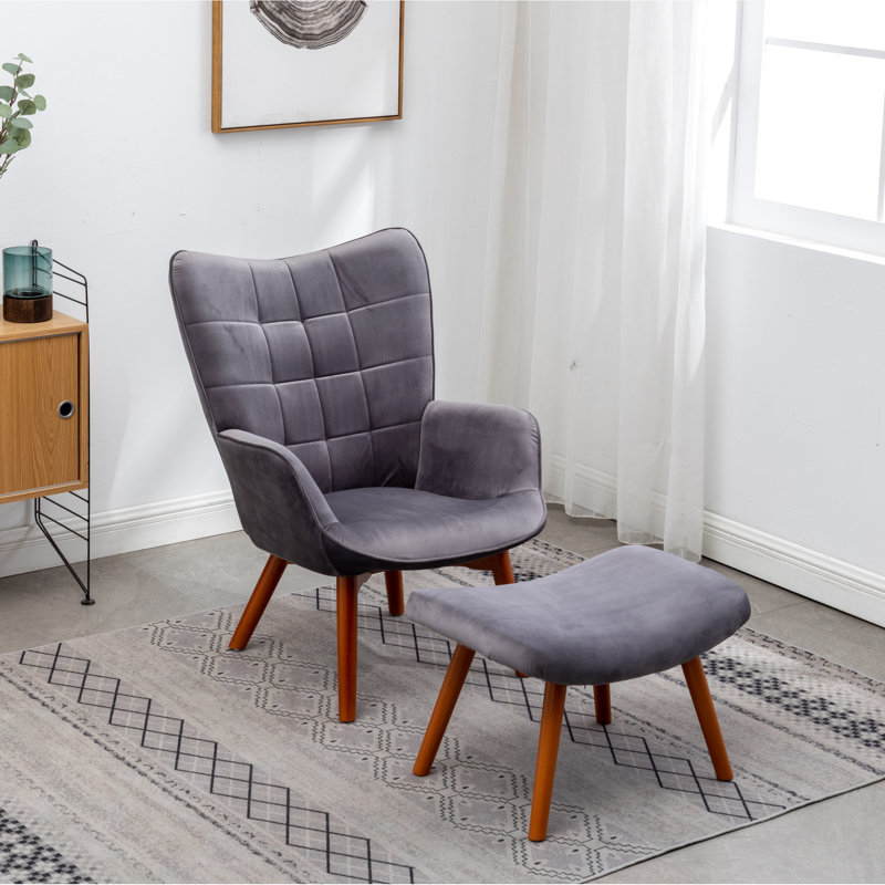 - Fauteuil d'appoint en velours gris apaisant, Gris