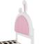 Lit plateforme tapissier simple blanc et rose avec tête de lit en forme de lapin