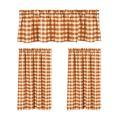 Cotton Blend Gingham Tailored Kitchen Curtain