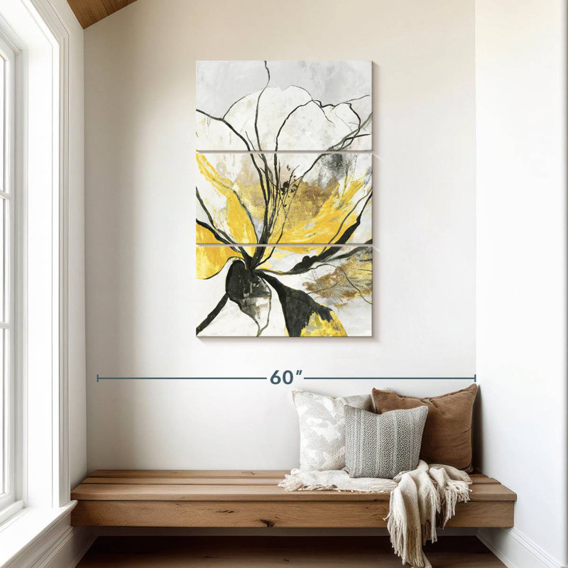Harnek Outlined Floral I Yellow Version