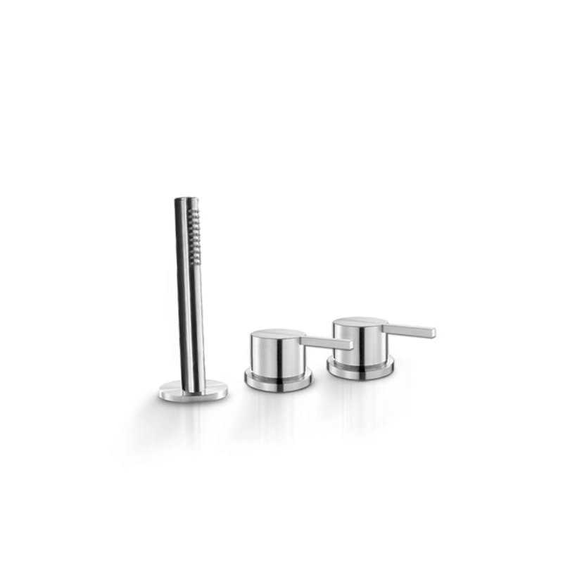 Acquaco Linki Stylo Deck Mount Valve Trim for Mixer and Diveter with Hand Shower, Satin Light Gold PVD