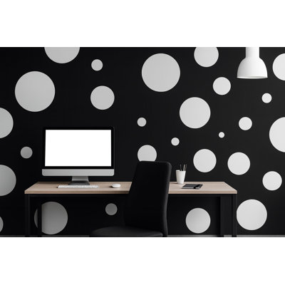 Adhésif mural noir et blanc - Papier peint à pois moderne minimaliste, mur décoratif géométrique audacieux pour le bureau ou la maison Vn853 (non tissé) VN853