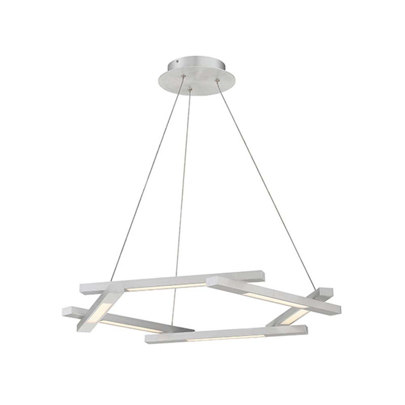 Metric 6 - Light Dimmable LED Geometric Chandelier, Brushed Aluminum, 1.5" H x 28" W x 28" D