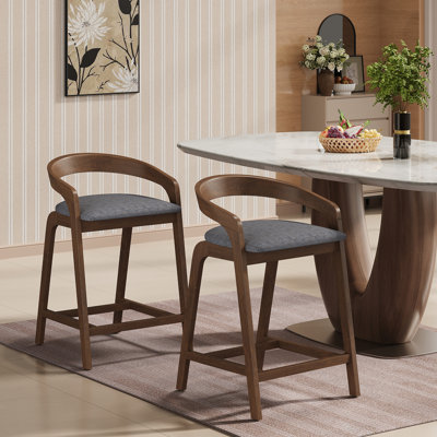 Gurnaik Wood Upholstered Counter Stool