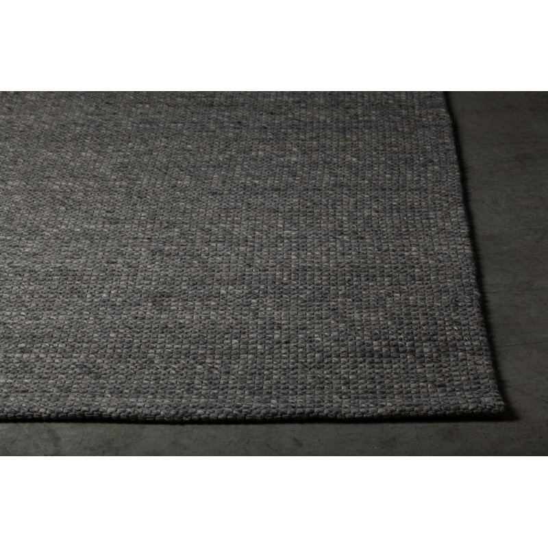 Tapis gris en laine et en coton tissé à la main Tori, Rectangle 5 pi x 7 pi 6 po