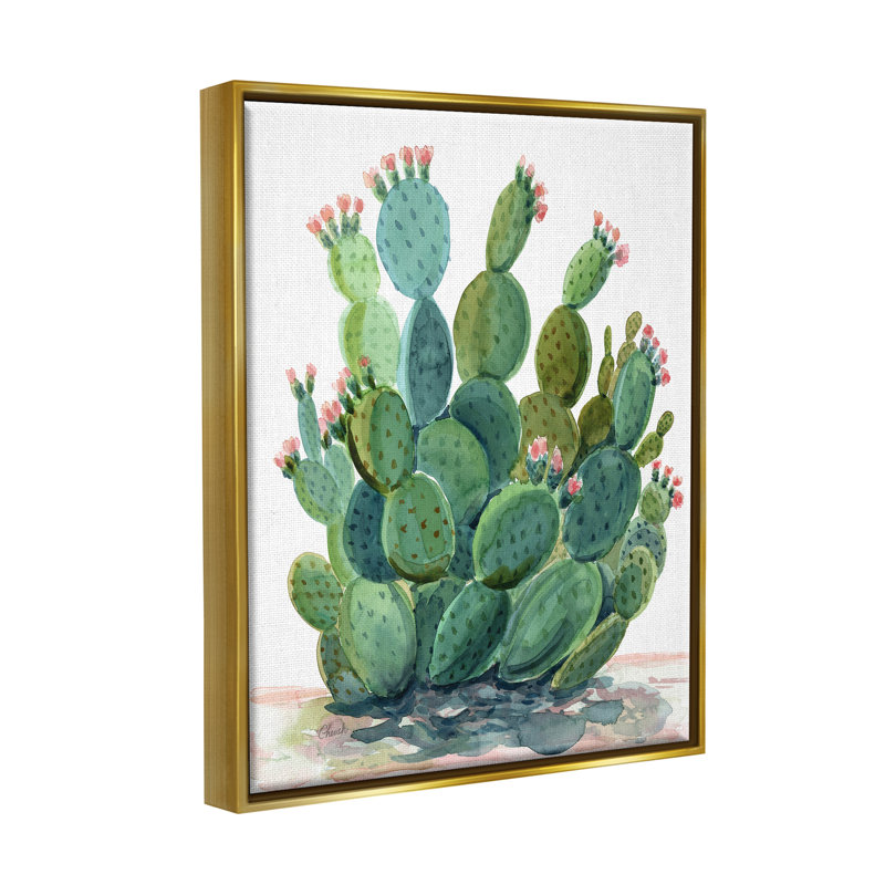 «Botanical Desert Prickly Pear Cactus Floater» par Cherish Flieder, H 31 po x l 25 po x P 1,7 po