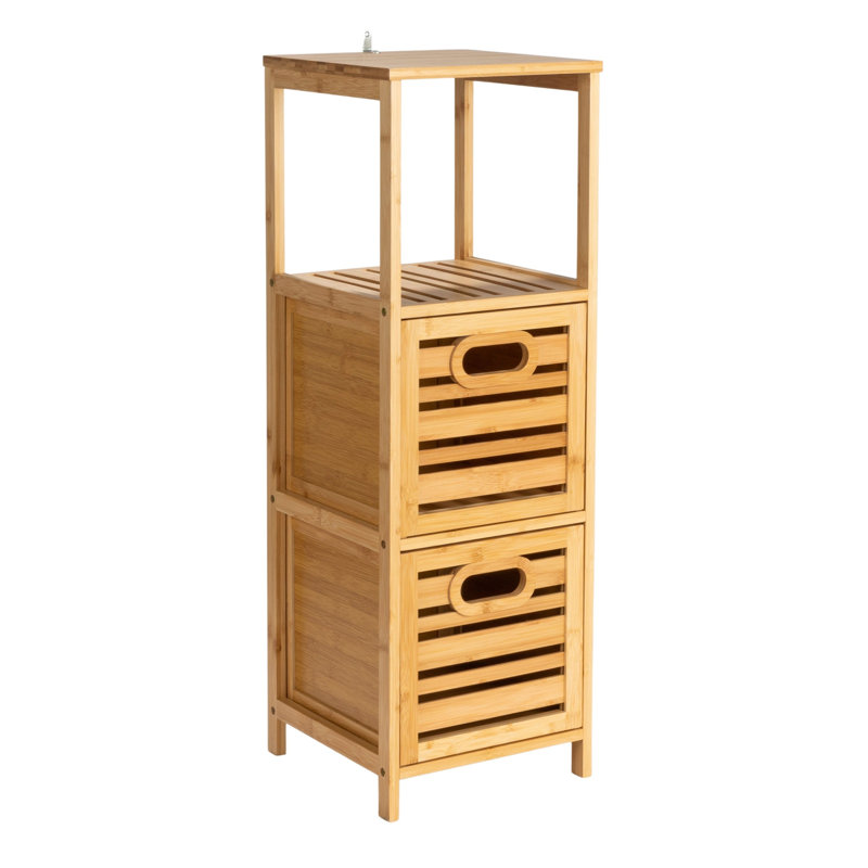 Étagère à lattes 3 niveaux avec caisses DarcyBamboo, naturel