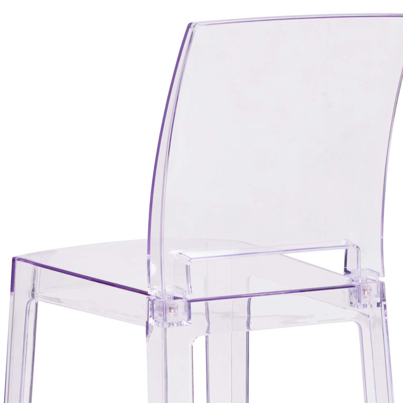 Imca Counter Stool with Square Back in Transparent Crystal - Wedding Chairs, Bar Stool (29.75" Seat Height)