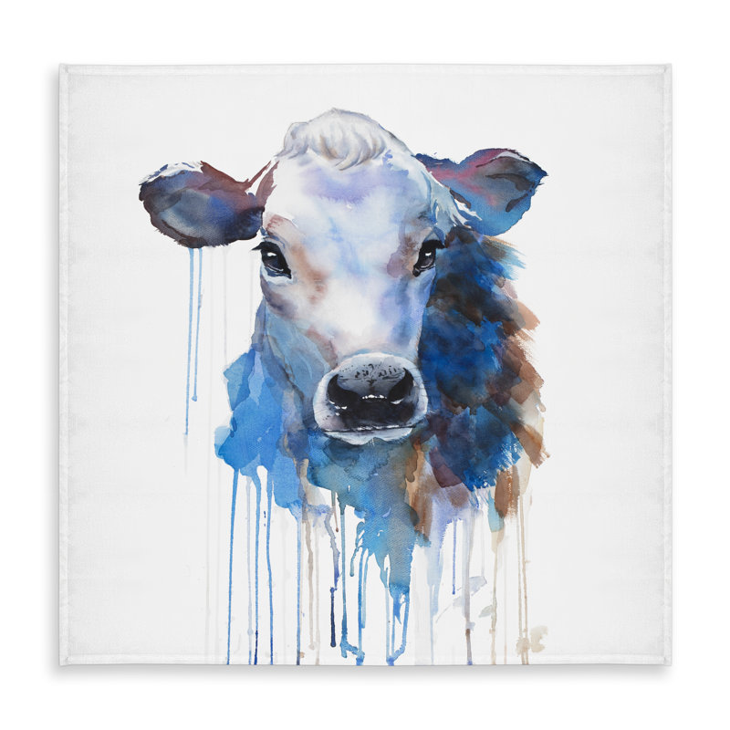 Blue Watercolor Jersey Cow Tablecloth | Indoor/Outdoor Decor