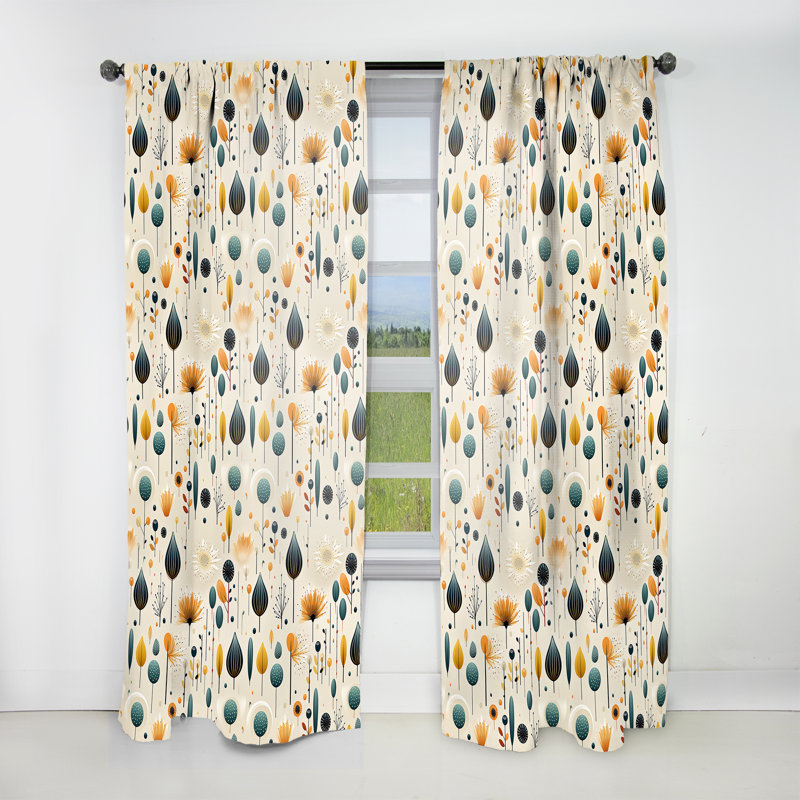 Rideau Mid-Century scandinave Harmony II - Velours obscurcissant - 1 panneau, L 52 po x L 108 po