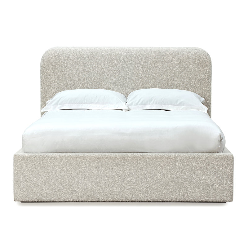 Lit plateforme tapissier Bailee, Roi, Boucle blanc