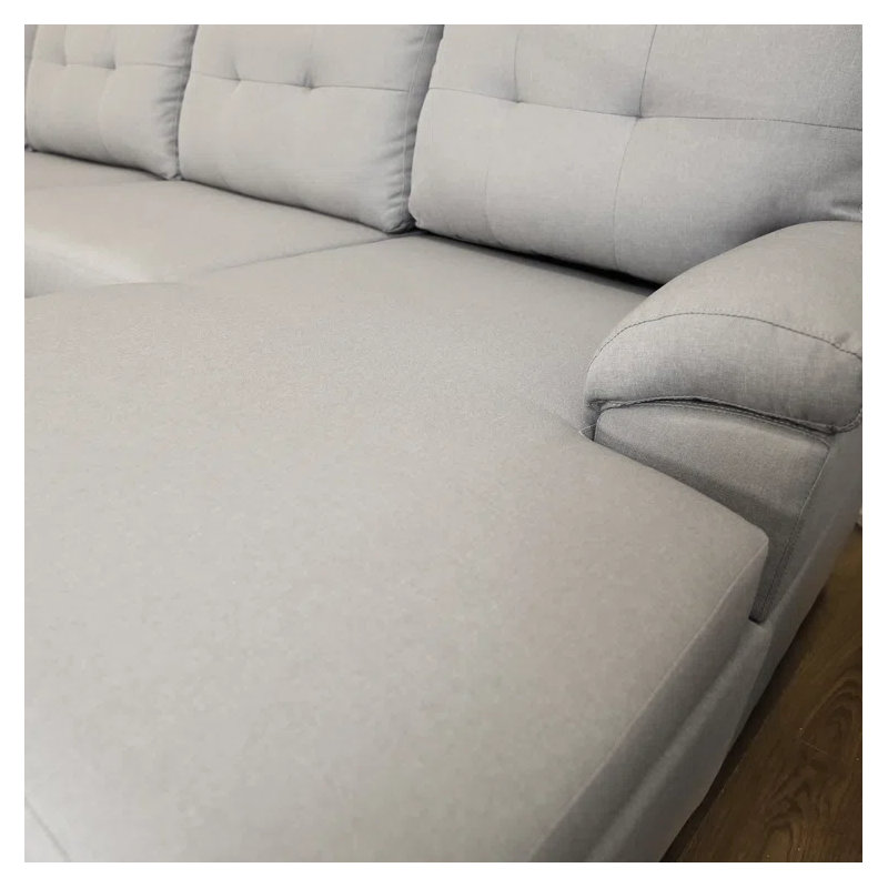 Canapé modulaire rembourré 7 pièces Yvonne, Mélange de lin gris clair
