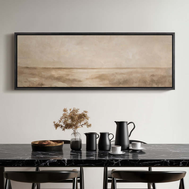 «Minimal Neutral Horizon Landscape» pour impression d'art moderne de salon ou de bureau, H 20 po x l 60 po, Noir