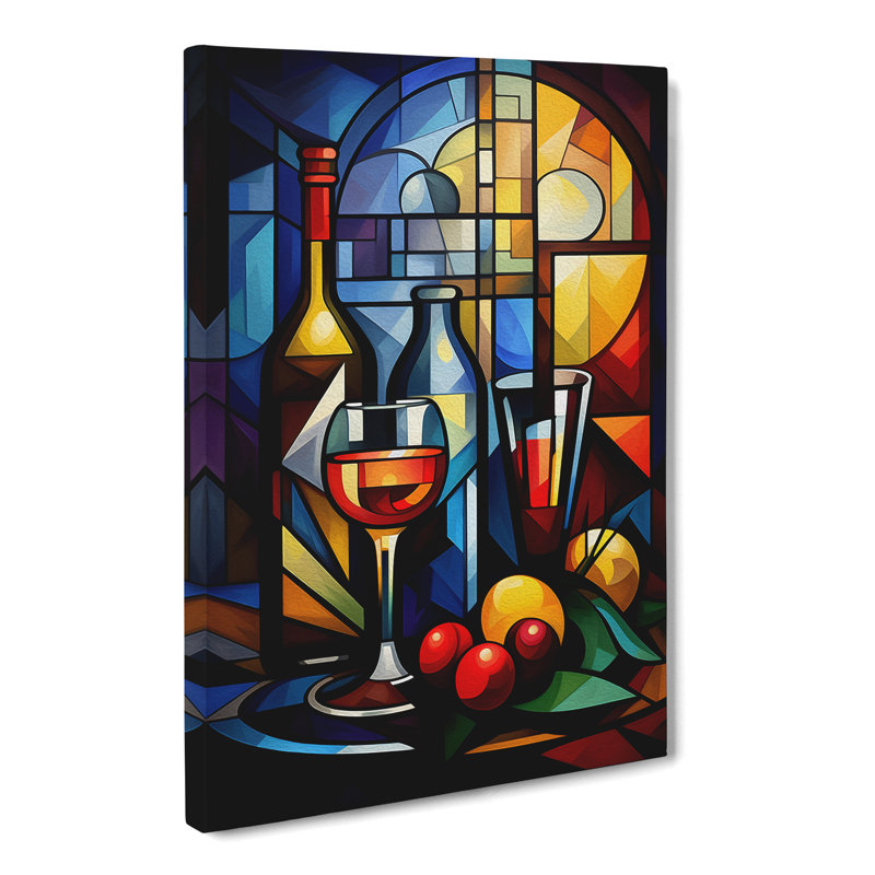Wine Cubism No.2 - No Frame Print, 50cm H x 35cm W x 3cm D