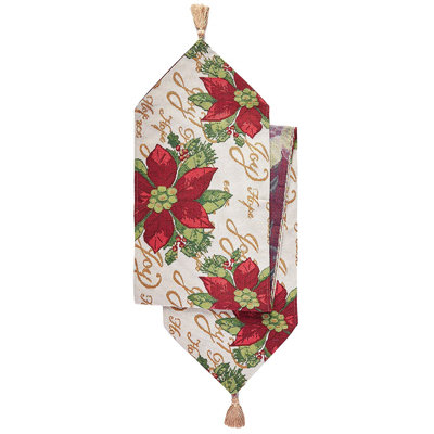 Floral Cotton Blend Christmas Table Runner